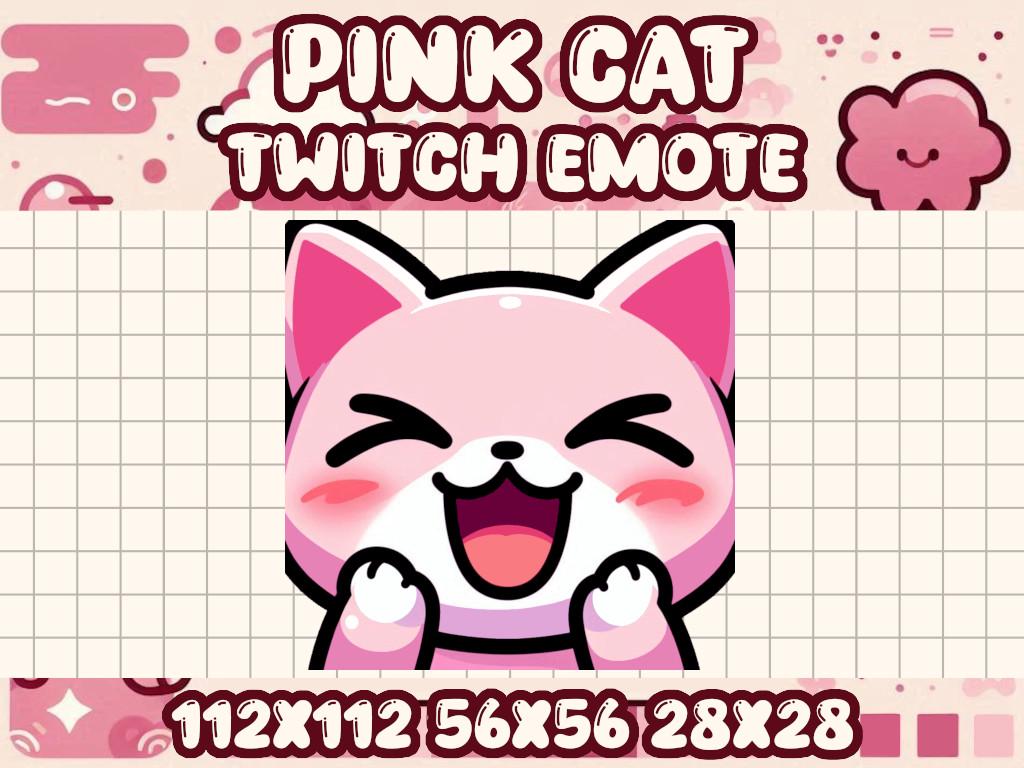 Pink Cat Laugh Emote for Twitch and Discord | Funny Meme Chuckle LOL LMAO ROFL Kekw hilarious chortle haha ha