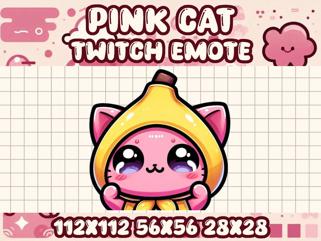 Pink Cat Banana Costume Emote for Twitch and Discord