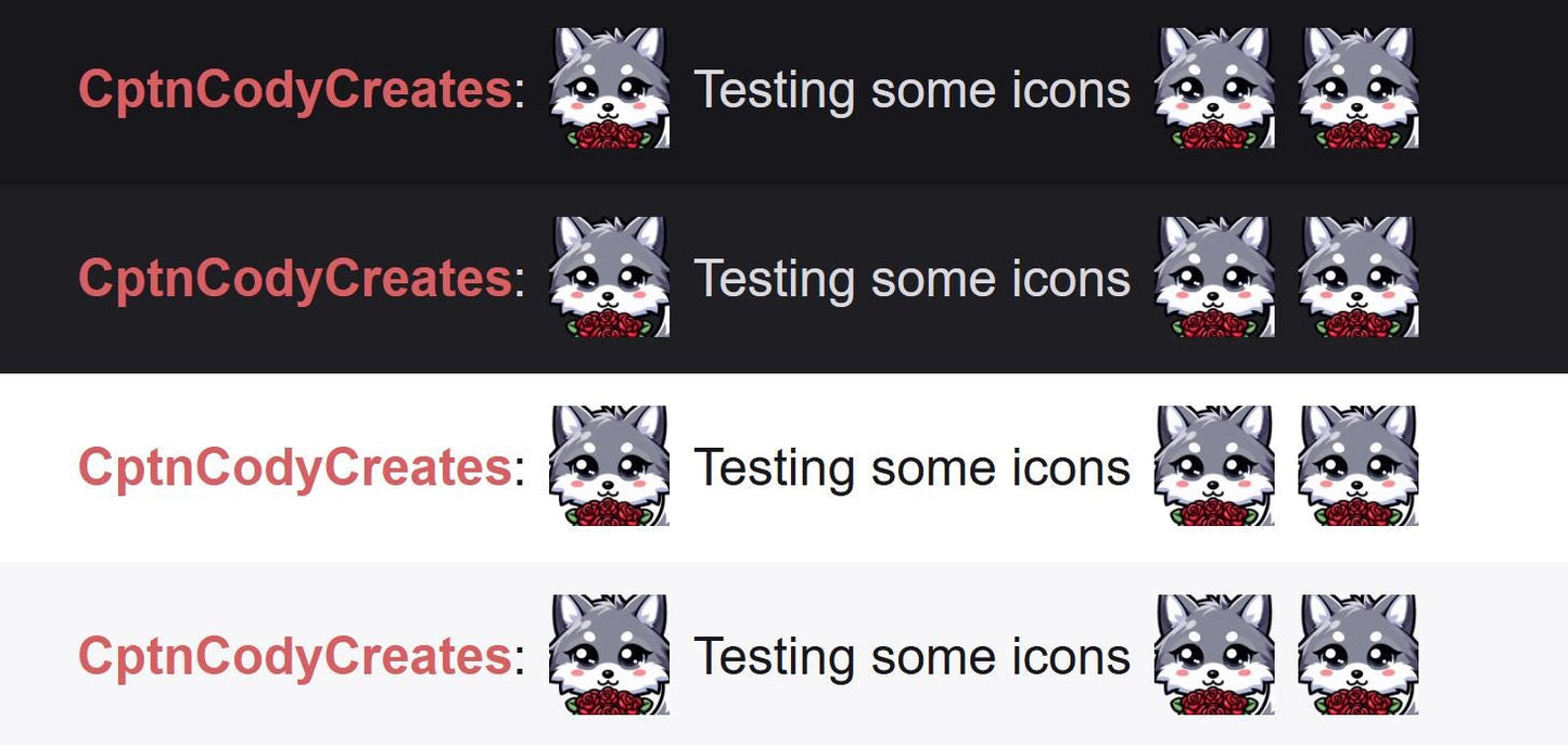Gray Wolf Roses Emote Cute Twitch Icon for Gamers and Lovers