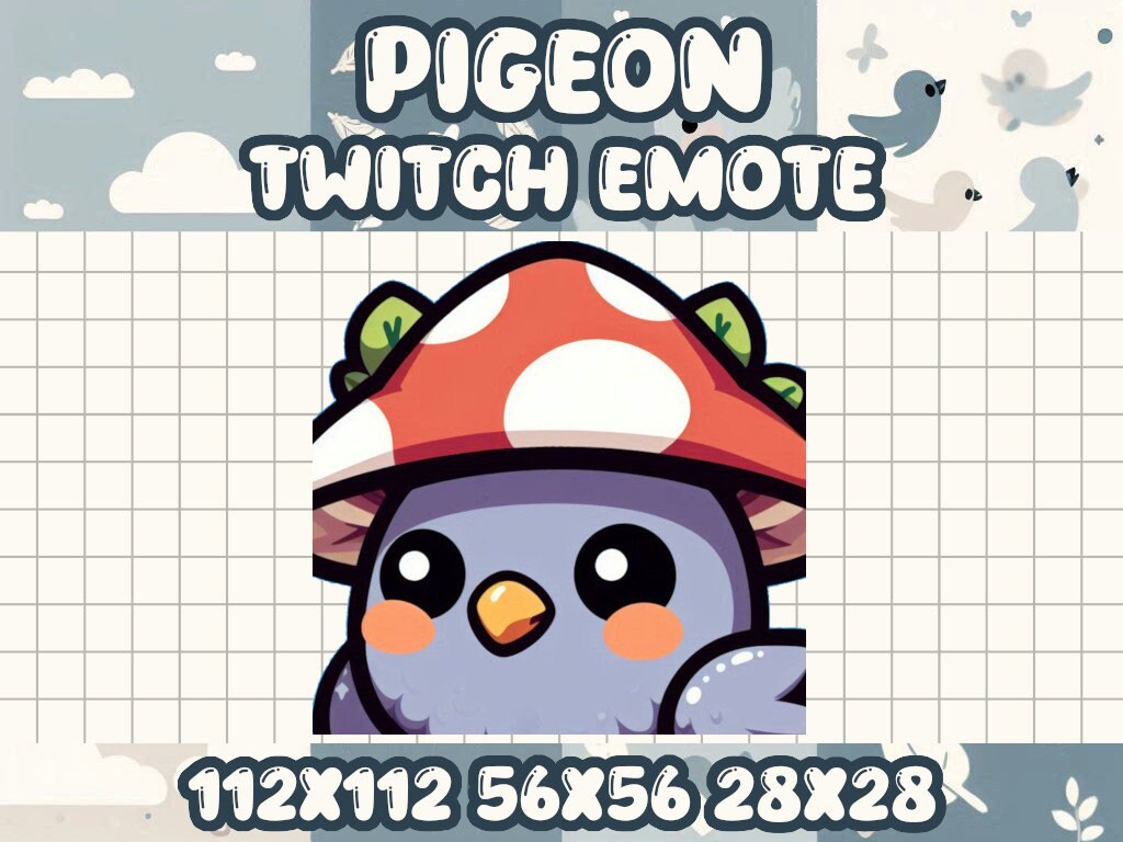 Pigeon Mushroom Hat Emote for Gamer Livestreams
