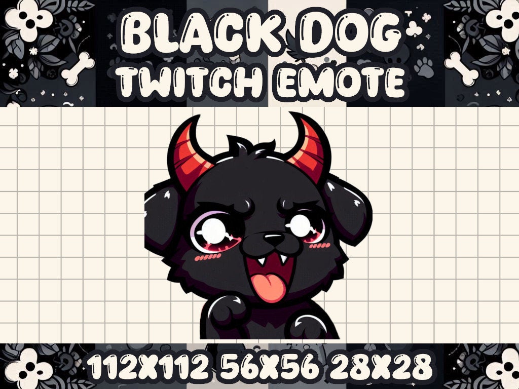Black Dog Devil Emote for Twitch, Discord, and Gaming Streams