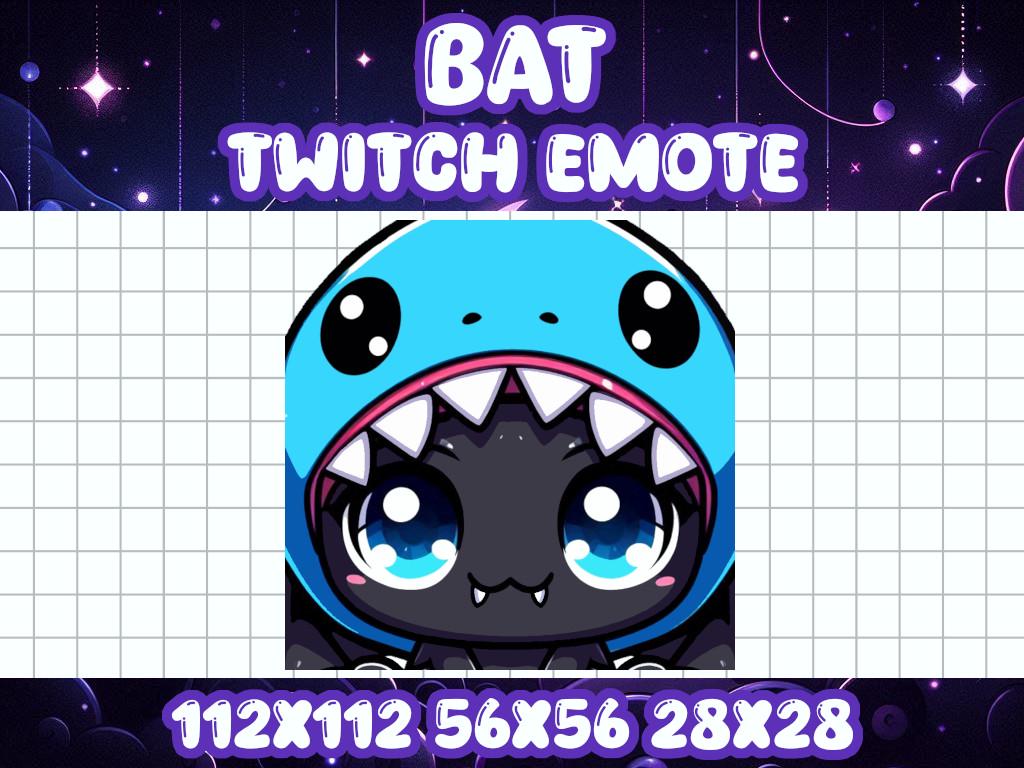 Black Bat Shark Hat Emote for Twitch Discord Halloween Chibi Gamer Icon | Spooky Horror Dracula Boo Cap Beanie Happy Cozy Comfy Sit Happy