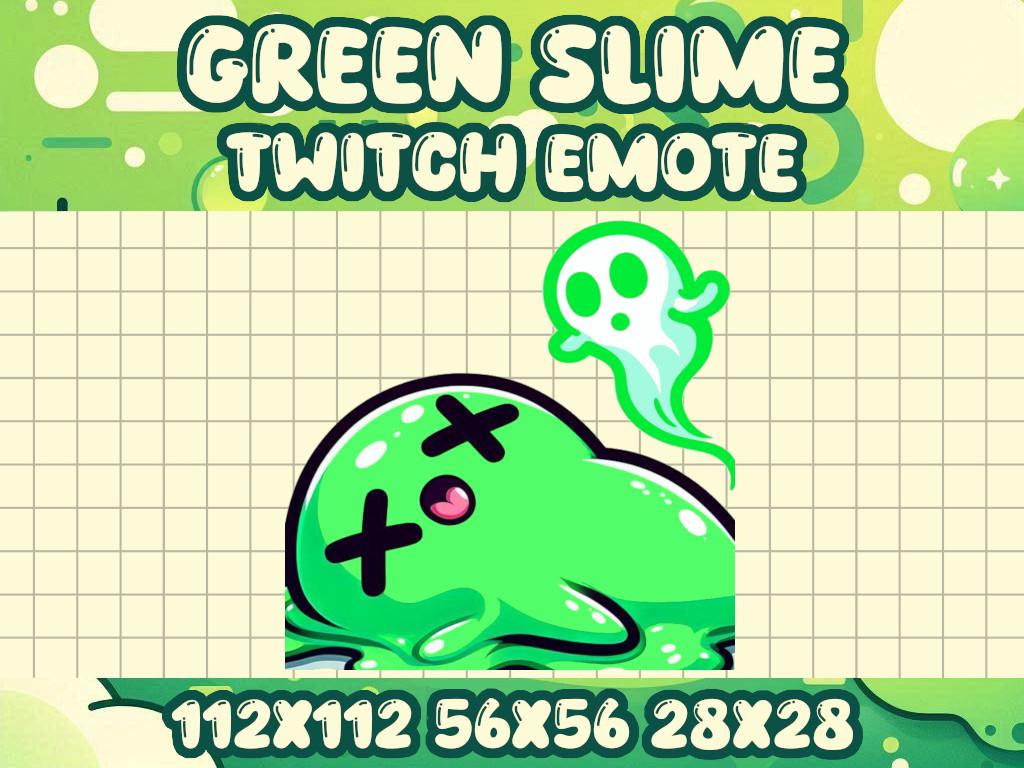 Green Slime Blob Dead Emote | Kawaii Ghost Icon for Twitch and Discord