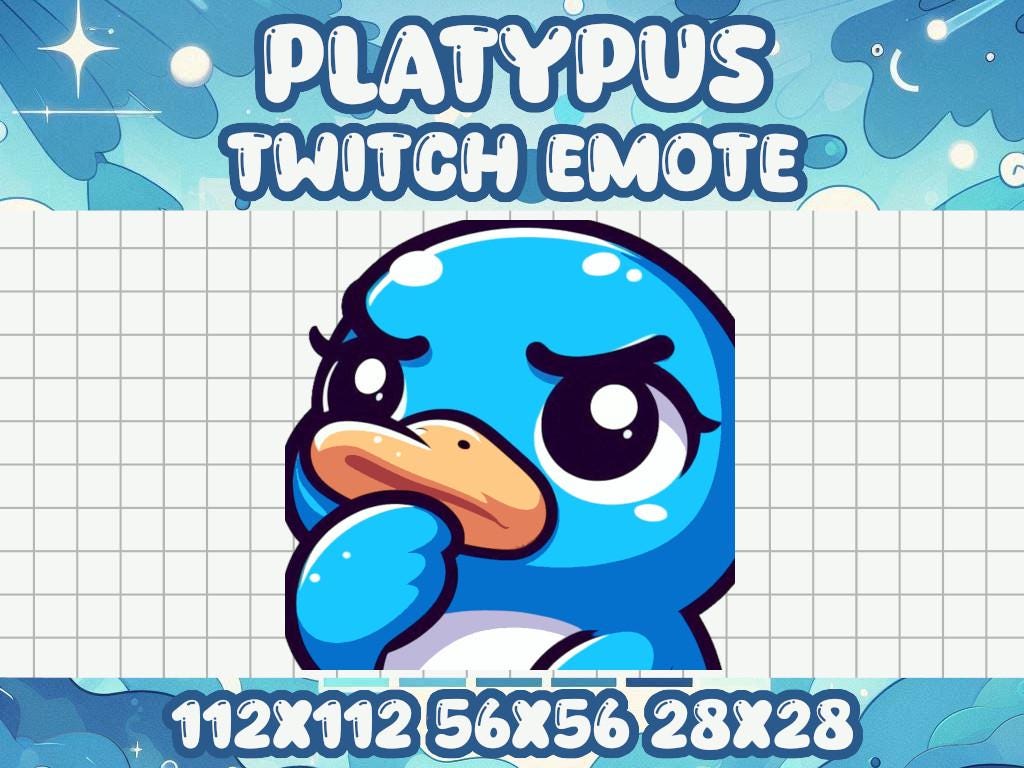 Blue Platypus Thinking Emote for Study and Livestream Platforms | Twitch & Discord Thought Ponder Wonder Insight Detective Question Mark