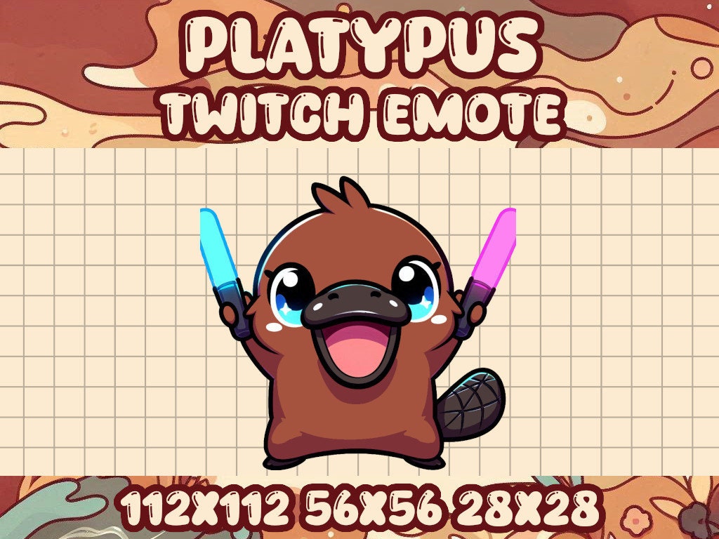 Brown Platypus Light Sticks Emote for Twitch, Discord, Gamer Party Hype
