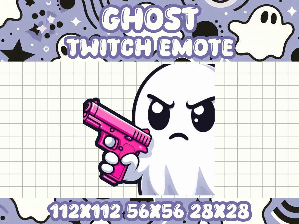 Ghost Gun Emote | Cute Kawaii Icon for Twitch and Discord Gamers
