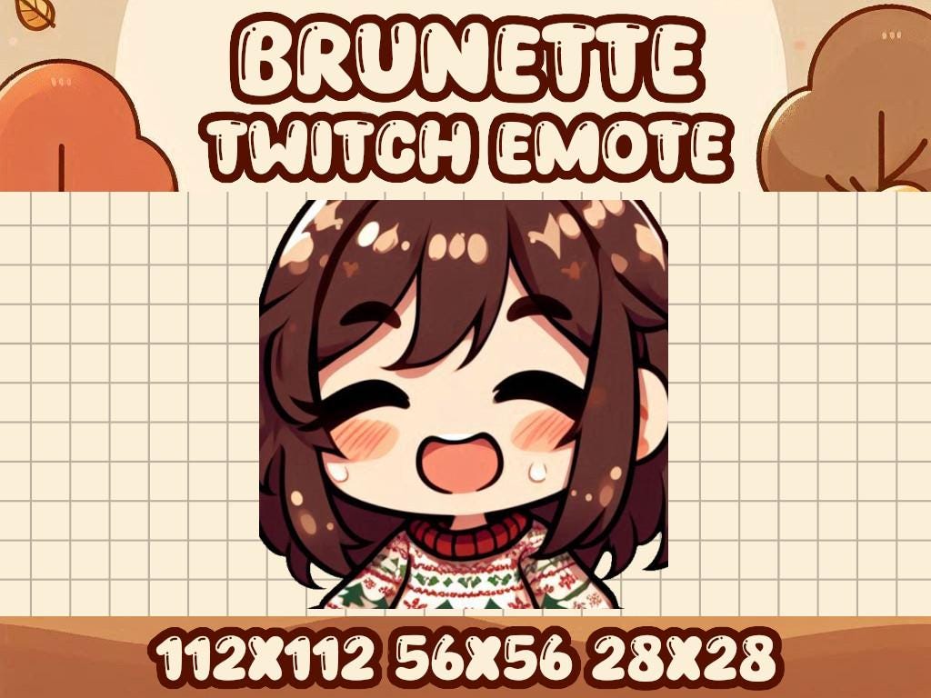 Brunette Hair Girl Christmas Sweater Emote | Kawaii Holiday Icon for Twitch and Discord