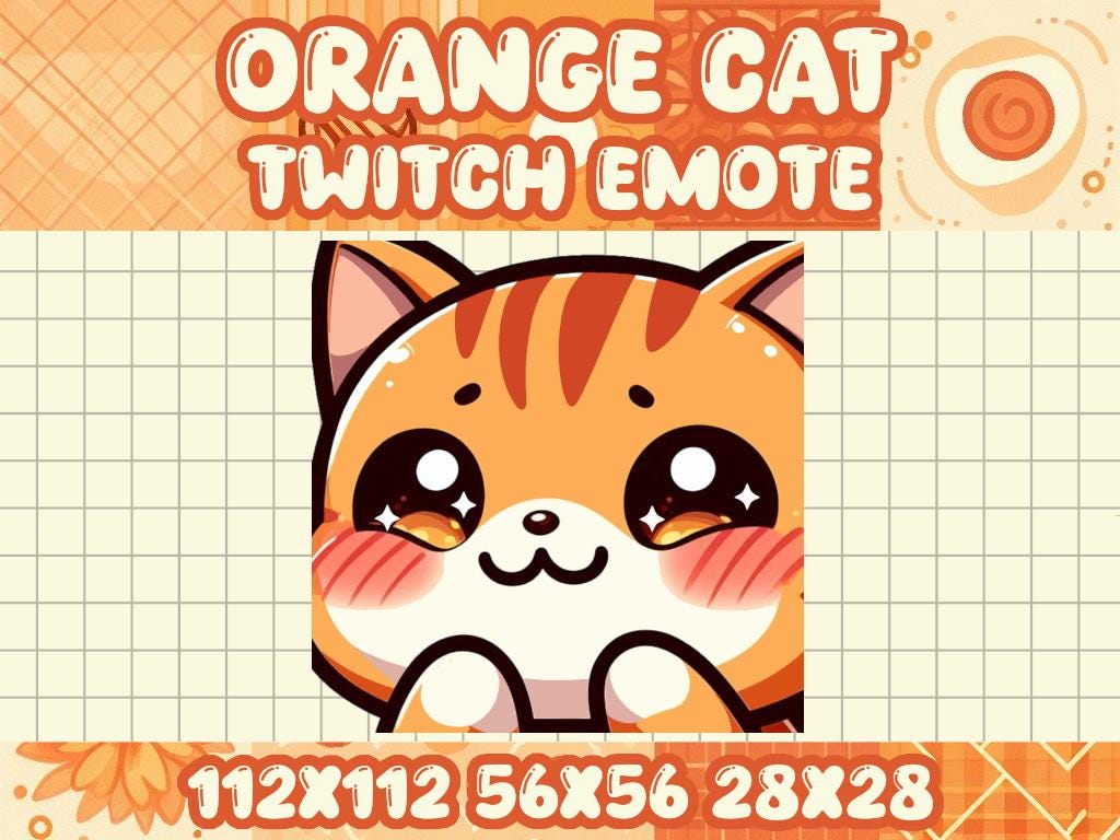 Orange Tabby Cat Blush Emote for Twitch Discord Gamer Chats | Love Simp Hold Hug Squeeze Cute Snuggle Comfy Cozy Simping Gf Bf
