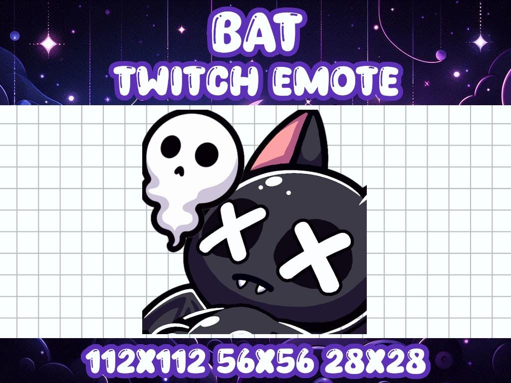 Black Bat Dead Emote for Twitch Discord Halloween Chibi Gamer Icon | Deceased Passed Away L Loss Death Spooky Horror Dracula Cave Boo