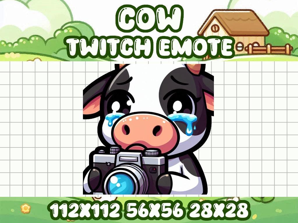 Cow Caught in 4K Emote | Cute Kawaii Chibi Icon for Twitch and Discord