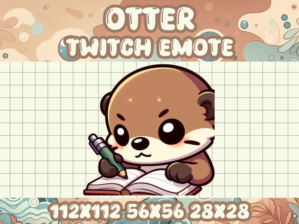 Brown Otter Notes Emote for Streamers, Cute Discord Icons, Kawaii Gaming Essentials