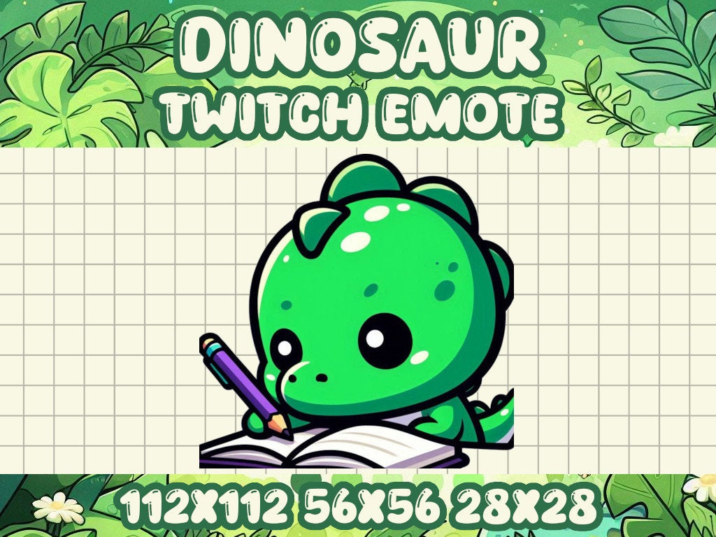 Green Dinosaur Notes Emote Twitch and Discord Emotes for Livestreams