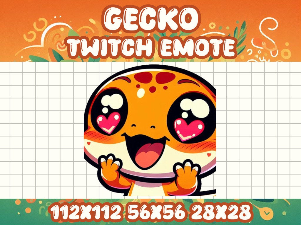 Orange Gecko Love Emote | Kawaii Chibi Icon for Twitch and Discord