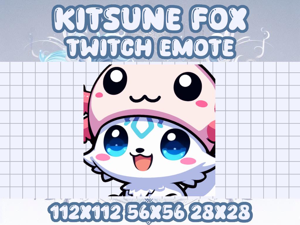 Kitsune Fox Axolotl Hat Beanie Emote for Gamers with Blue Markings