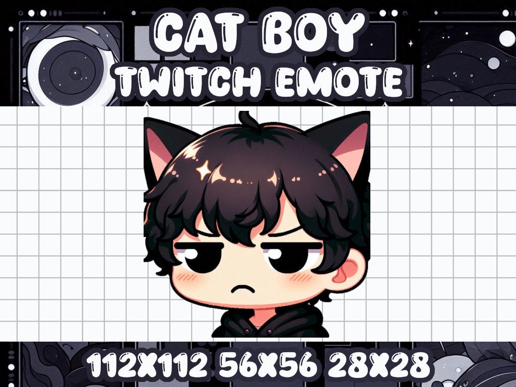 Black Cat Boy Annoyed Emote for Twitch Discord Livestream