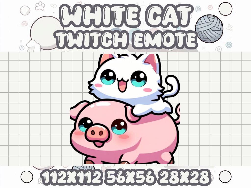 White Cat Pig Rider Emote for Twitch and Discord