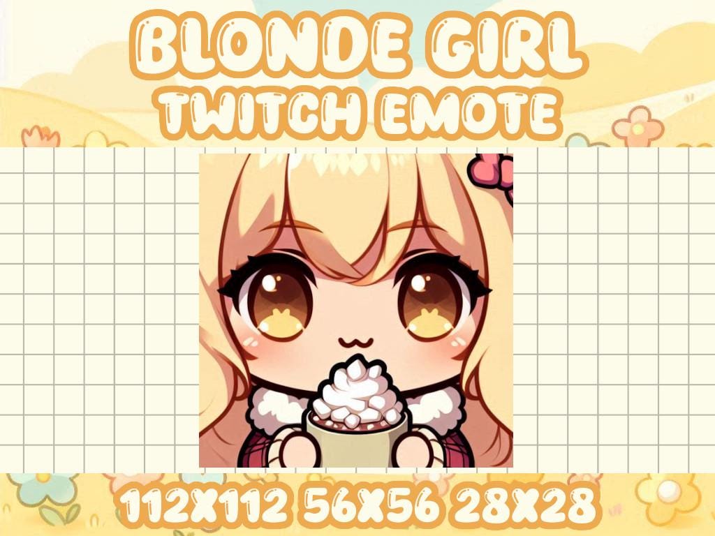Blonde Girl Hot Cocoa Emote | Cute Kawaii Chibi Winter Icon for Twitch and Discord