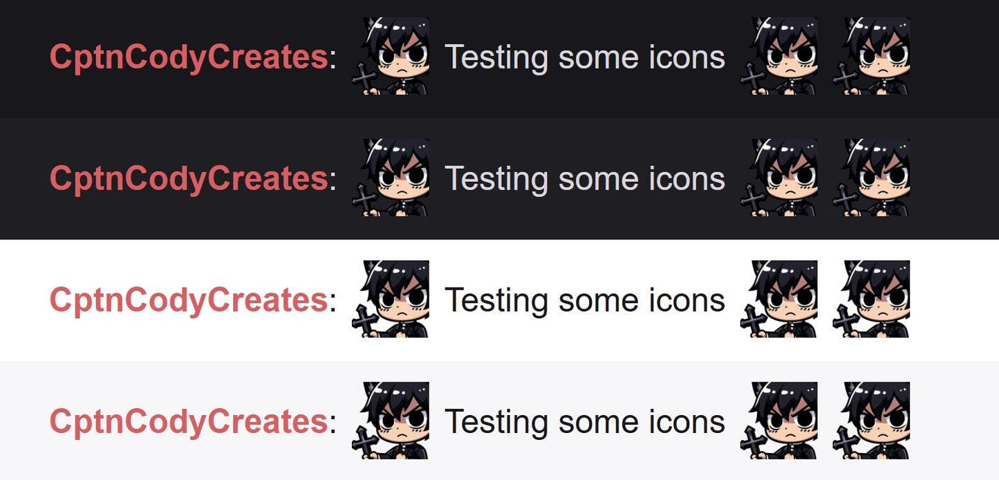 Black Cat Boy Cross Emote for Gamers with Cute Kawaii Icons
