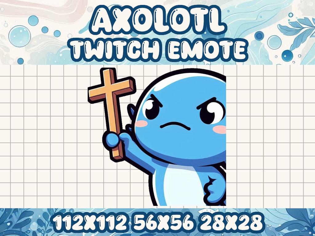Blue Axolotl Cross Emote | Funny & Expressive Twitch Icon