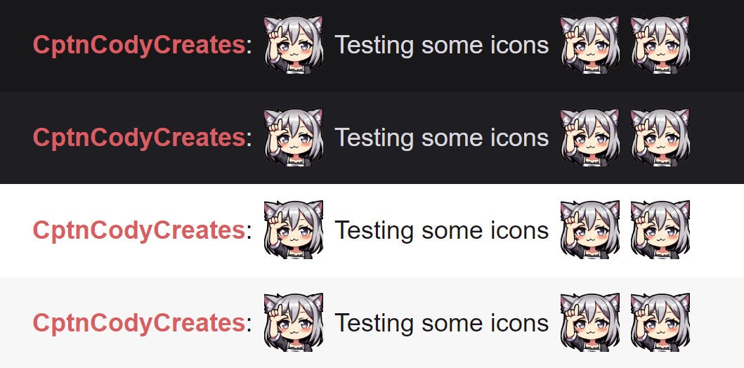 Silver Cat Girl L Emote for Twitch & Discord - Adorable Gamer Icons