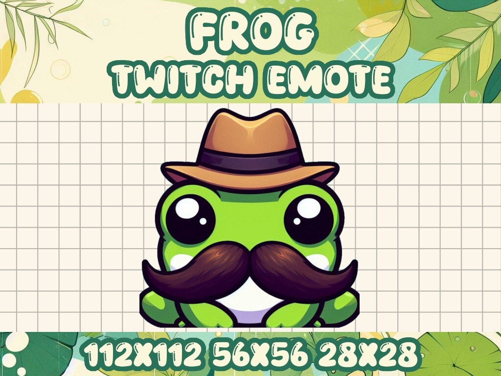 Green Frog Mustache Emote for Twitch and Discord Chats