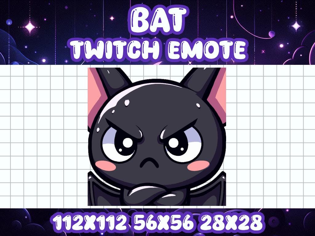 Black Bat Angry Emote for Twitch Discord Halloween Chibi Gamer Icon | Spooky Horror Dracula Boo Mad Upset Anger Yell Shout Chaos Cute