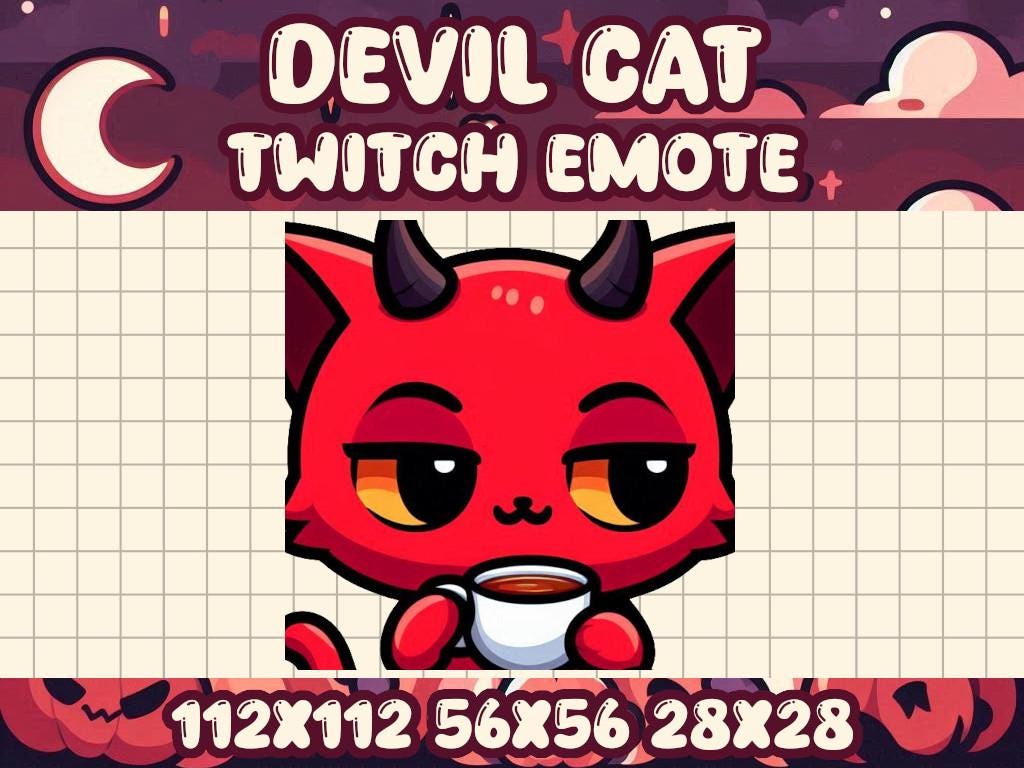 Devil Cat None Of My Business Emote | Sassy Demon Icon for Twitch & Discord