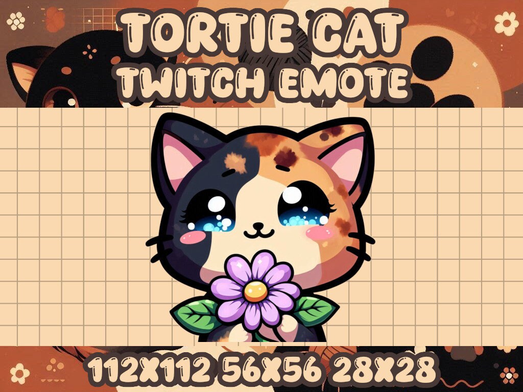 Tortoiseshell Cat Flower Emote for Twitch and Discord Icons
