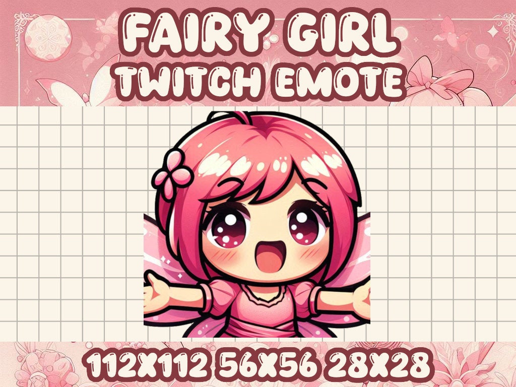 Pink Fairy Girl Hug Emote for Twitch Discord Gaming Anime