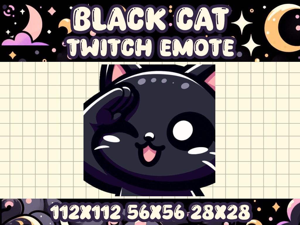 Black Cat Salute Emote for Twitch Discord Halloween Greetings