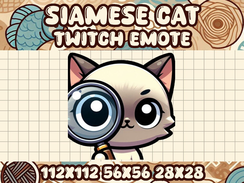 Siamese Cat Zoom Emote for Twitch and Discord | Cute Cat Streaming Emote | Adorable Siamese Emote for Gamers and Chat
