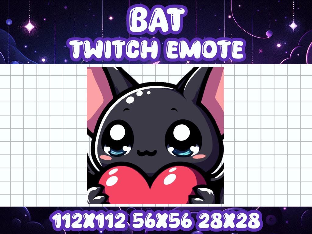 Black Bat Heart Emote for Twitch Discord Halloween Chibi Gamer Icon | Spooky Horror Dracula Boo Love Hug Hold Gf Bf Romance Cozy Comfy