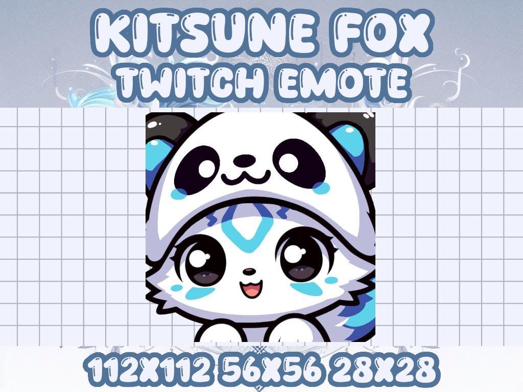 Kitsune Fox Panda Bear Hat Emote for Gamers with Blue Markings
