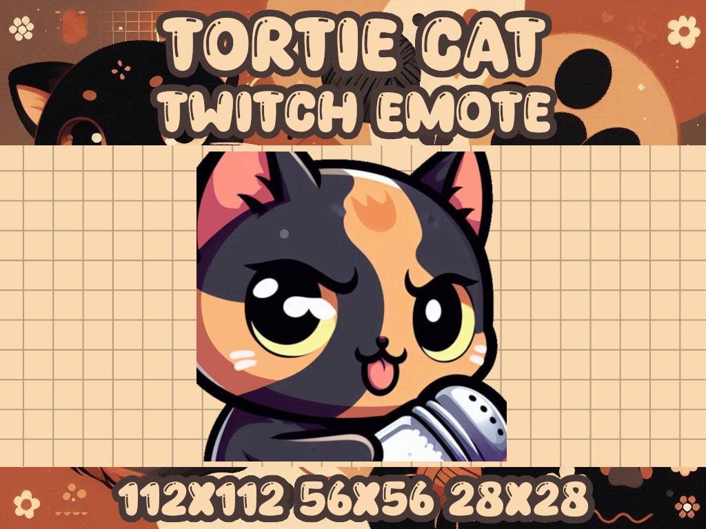 Tortoiseshell Cat Salty Emote for Discord and Twitch Streamers