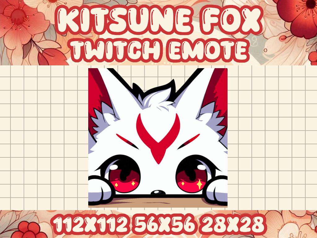 Kitsune Fox Peek Emote for Twitch and Discord – Cute Kawaii Gamer Icon | Lurk Hide Sneaky Incognito Table AFK Lurking Meme Funny