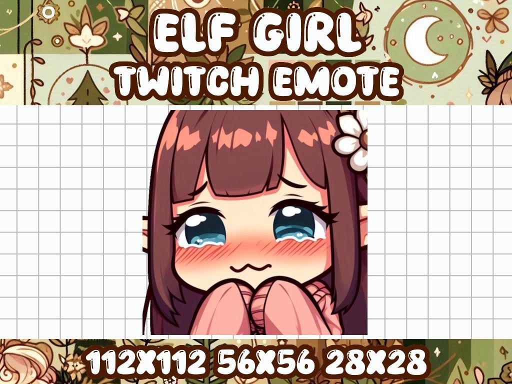 Elf Girl Shy Emote | Kawaii Chibi Icon for Twitch & Discord