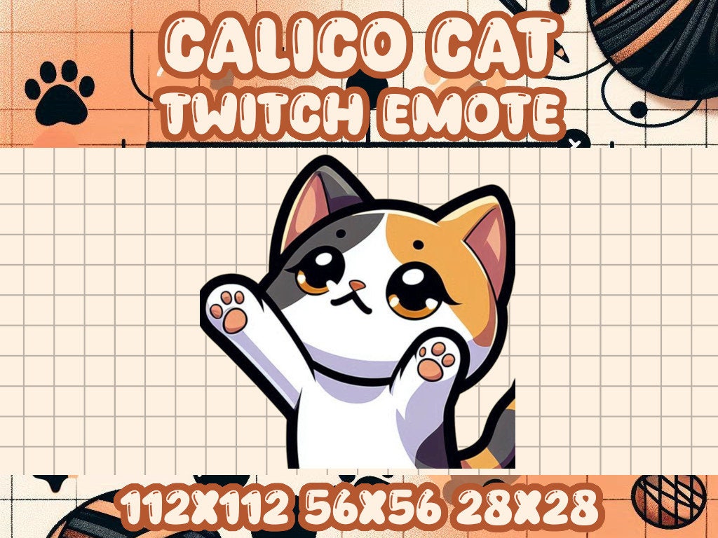 Calico Cat Uppies Emote for Twitch and Discord Livestreams