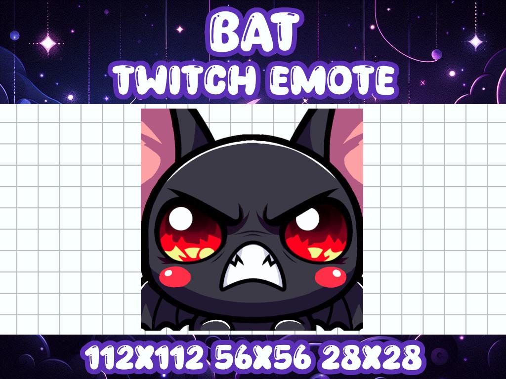 Black Bat Rage Emote for Twitch Discord Halloween Chibi Gamer Icon | Spooky Horror Dracula Boo Mad Upset Anger Yell Shout Chaos Angry