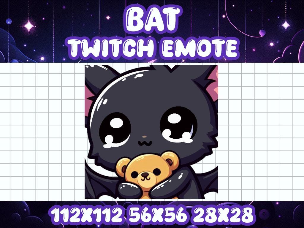 Black Bat Teddy Bear Emote for Twitch Discord Halloween Chibi Gamer Icon | Spooky Horror Dracula Boo Cuddle Hold Cozy Comfy Love Stuffie Luv