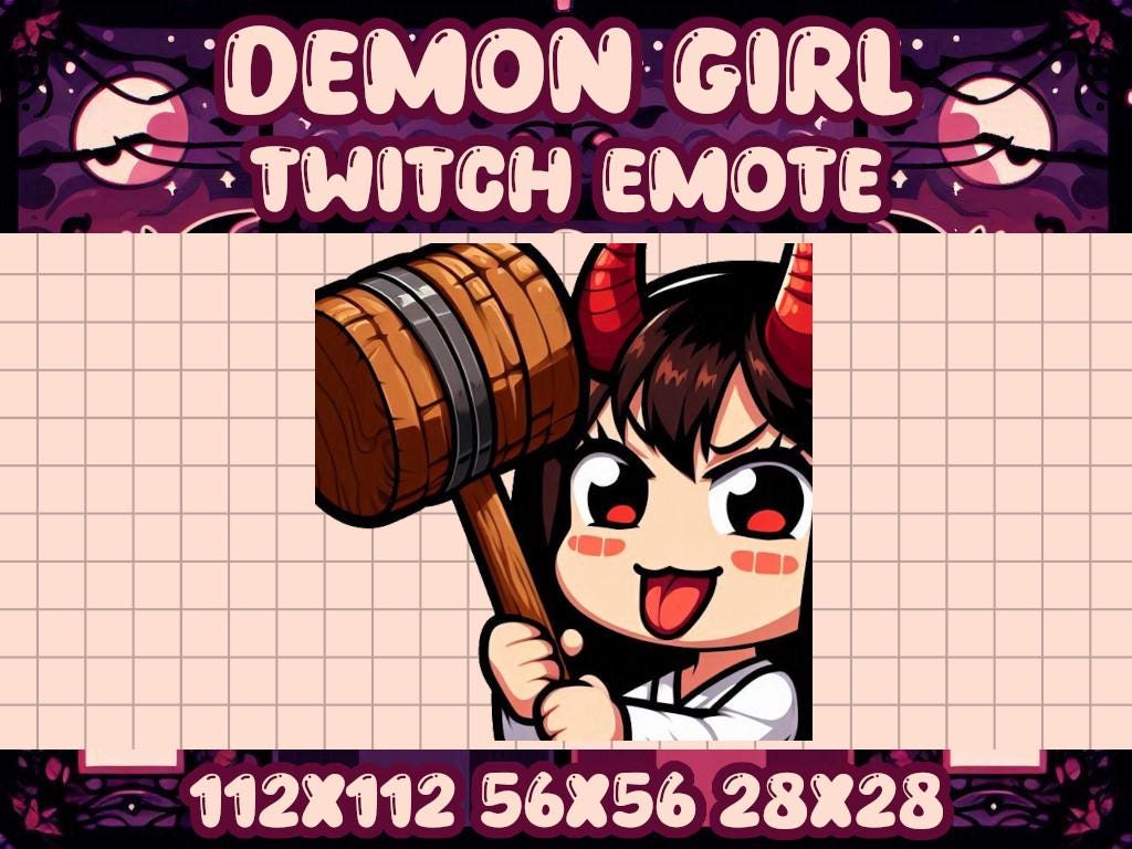 Demon Girl BONK Emote | Kawaii Chibi Icon for Twitch and Discord