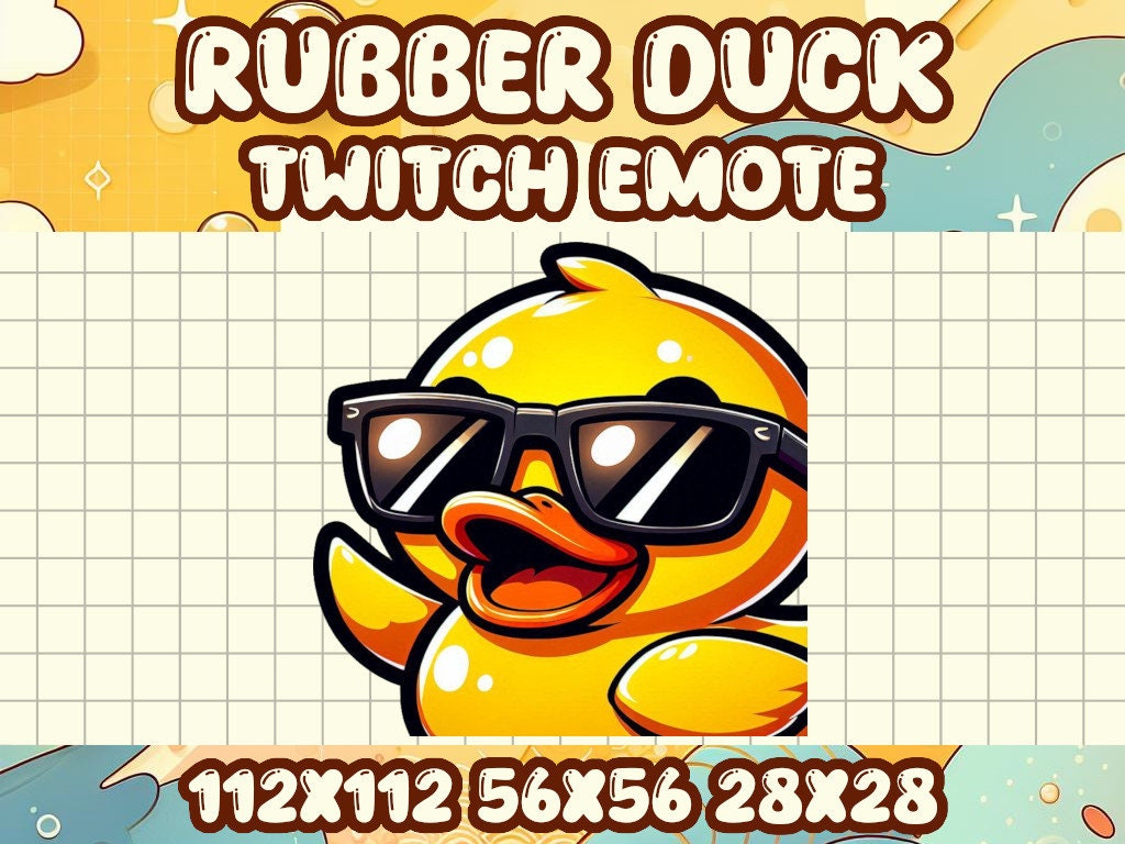 Rubber Duck Cool Emote | Cute Kawaii Animal Icons | Adorable Gamer Emotes for Twitch & Discord Sunglasses Vibes Hi Wave Hello Shades Yellow