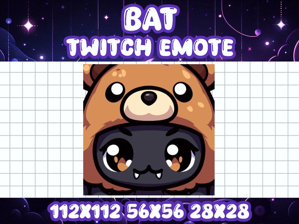 Black Bat Teddy Bear Hat Emote | Cute Halloween Icon for Twitch and Discord