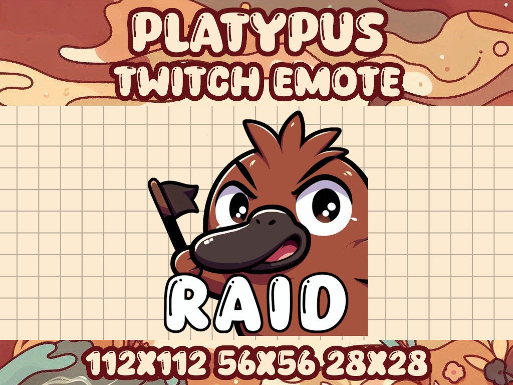 Brown Platypus Raid Emote | Kawaii Gamer Icon for Twitch and Discord