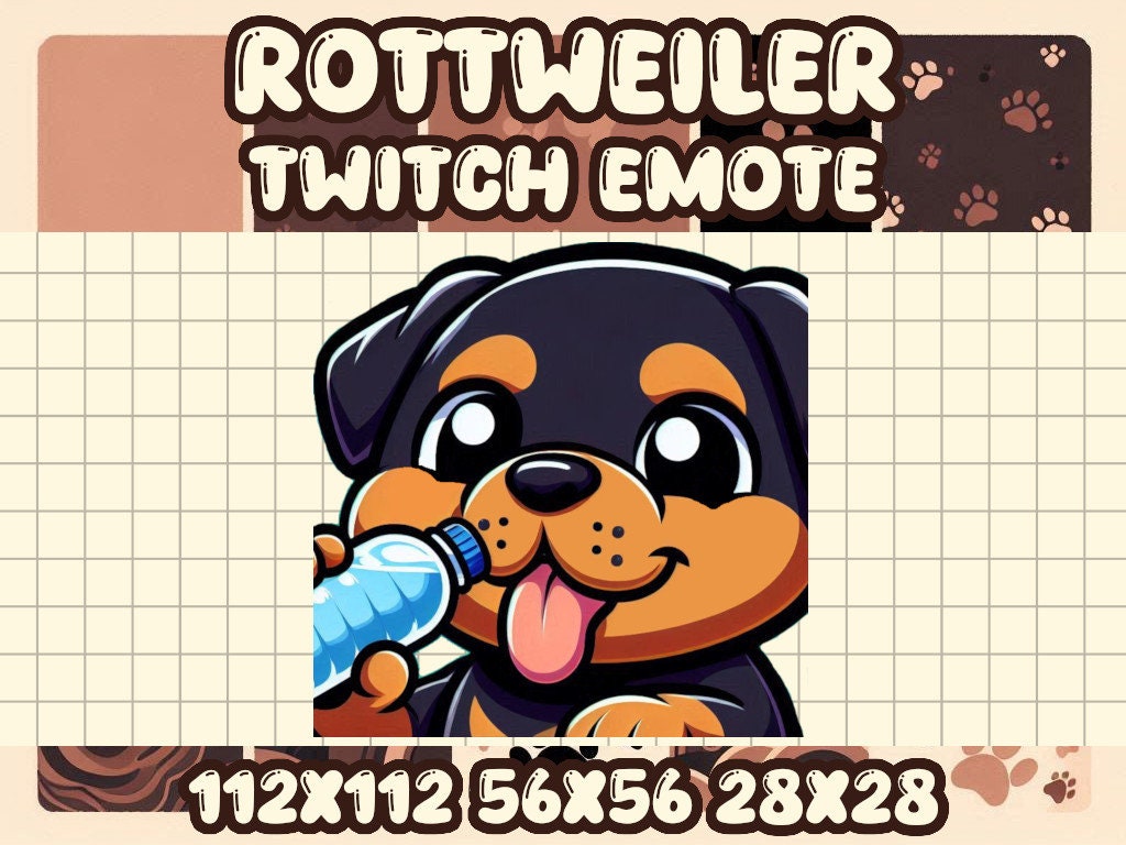 Rottweiler Hydrate Emote Icons for Twitch and Discord