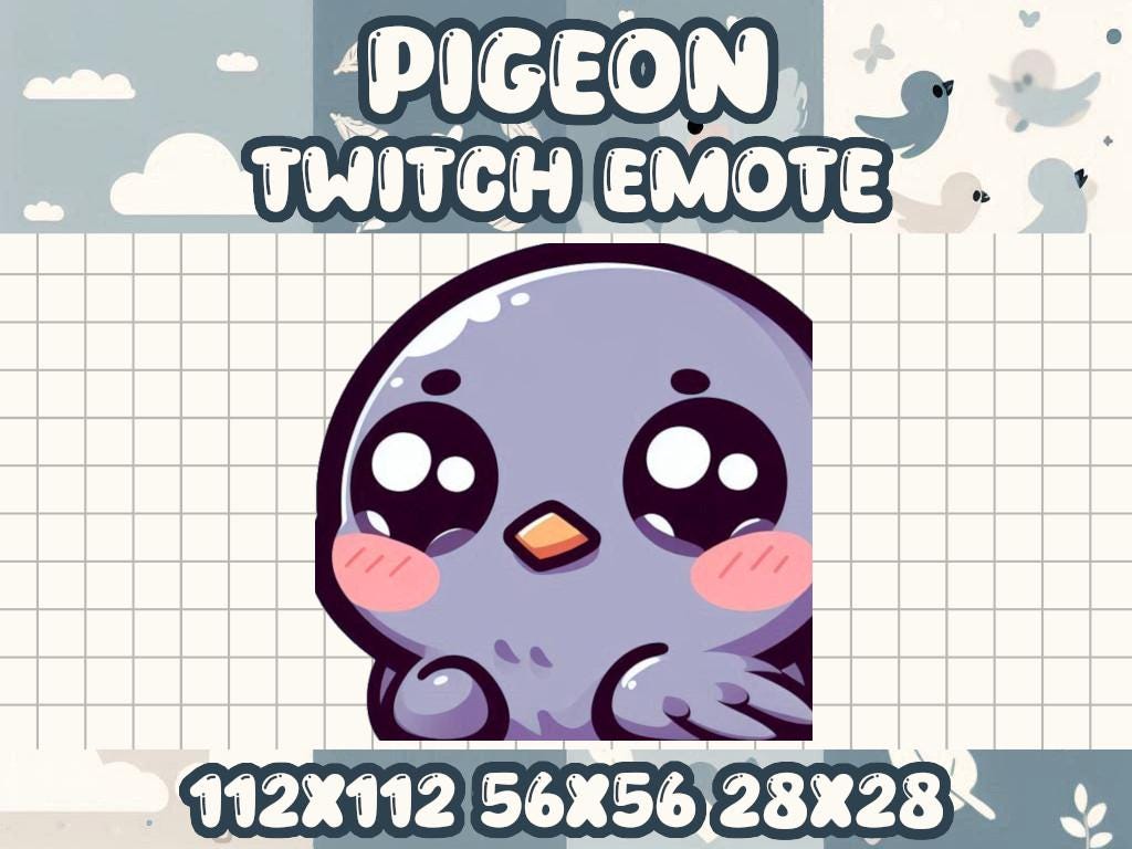Pigeon Blush Emote | Kawaii Bird Icon for Twitch & Discord