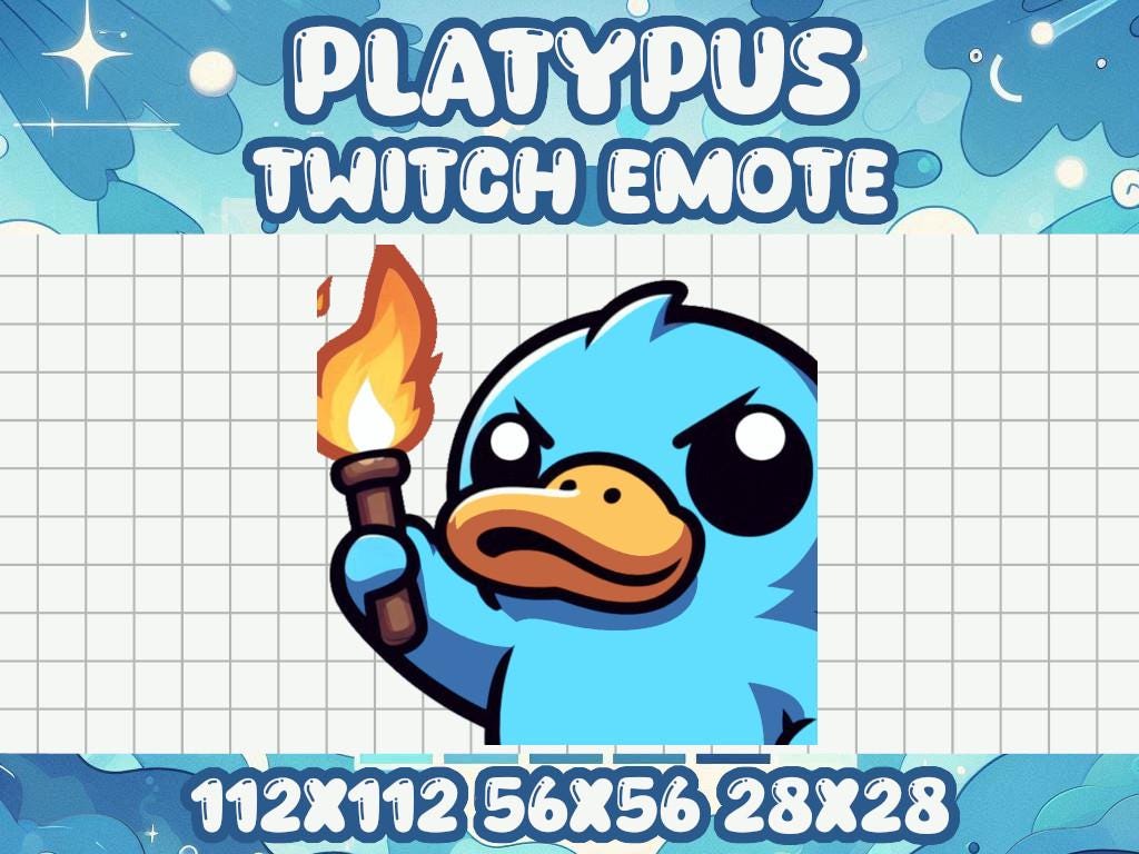 Blue Platypus Riot Emote for Study and Livestream Platforms | Twitch & Discord Chaos Fire Fight Uprise Mods Streamer Chat Against Angry Mad