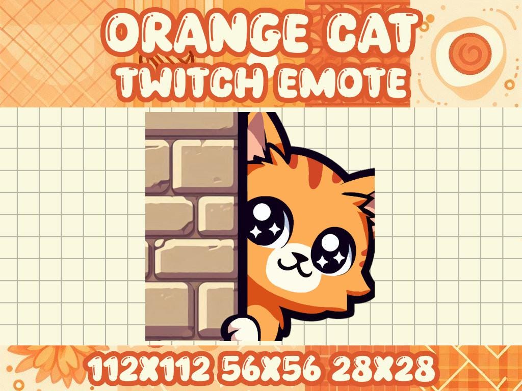 Orange Tabby Cat Lurk Emote for Twitch Discord Gamer Chats