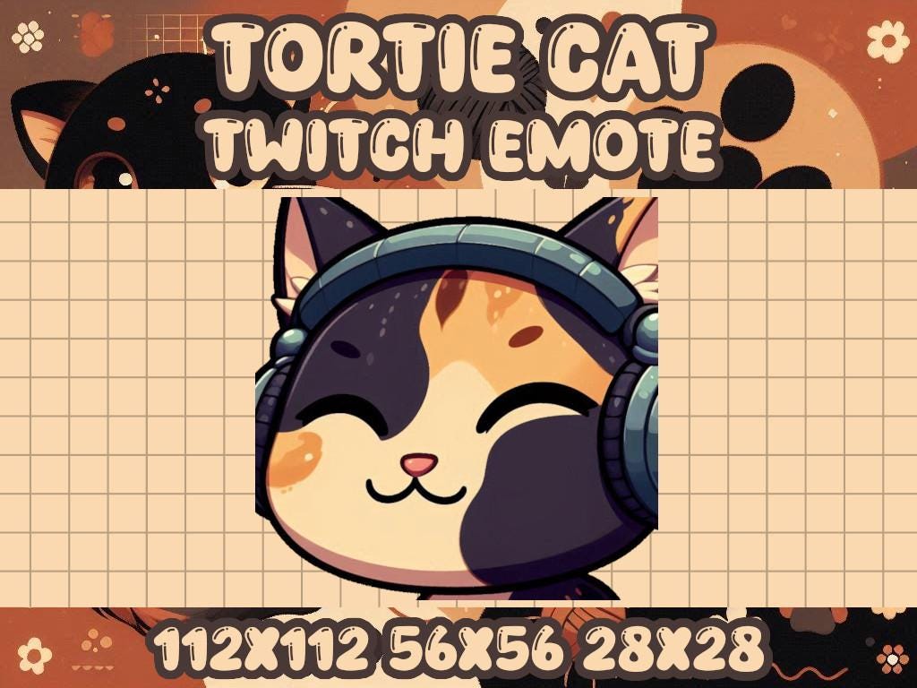 Tortoiseshell Cat Jam Emote for Twitch Discord Rave Vibes
