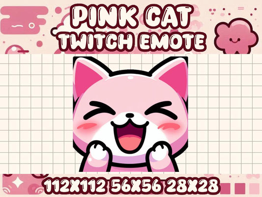 Pink Cat Laugh Emote for Twitch and Discord | Funny Meme Chuckle LOL LMAO ROFL Kekw hilarious chortle haha ha
