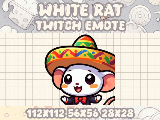 White Rat Mariachi Emote for Twitch & Discord Mexican Party